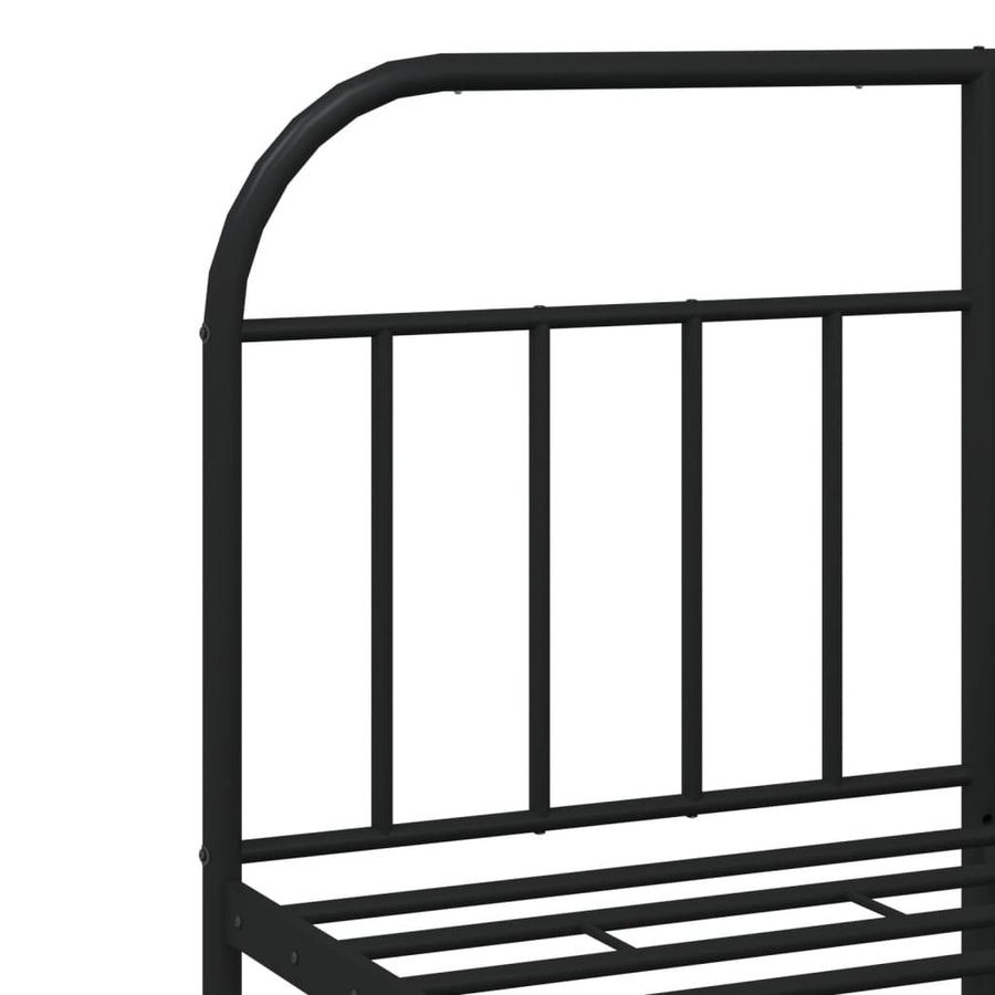Bedframe Metaal 135 x 190 cm Zwart met hoofdbord