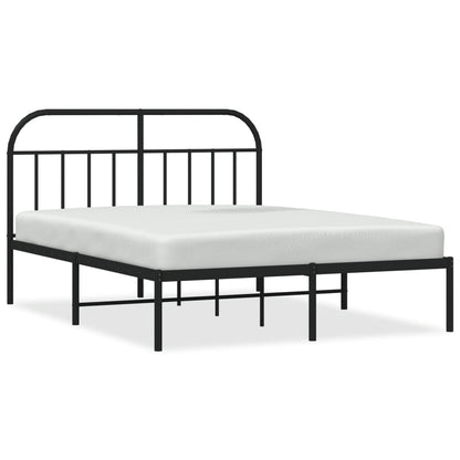 Bedframe Metaal 140 x 190 cm Zwart met hoofdbord