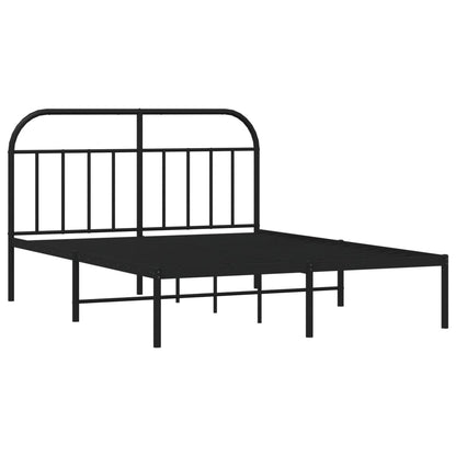 Bedframe Metaal 140 x 190 cm Zwart met hoofdbord