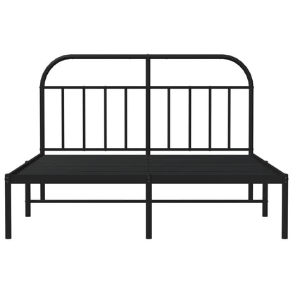 Bedframe Metaal 140 x 190 cm Zwart met hoofdbord
