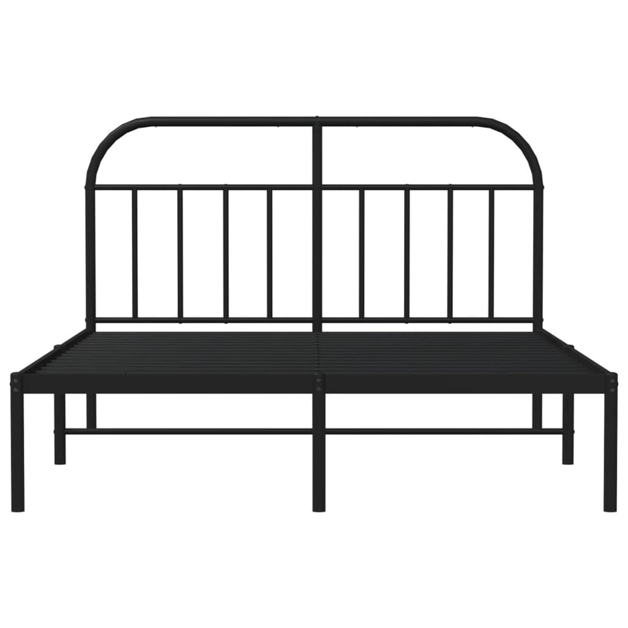 Bedframe Metaal 140 x 190 cm Zwart met hoofdbord