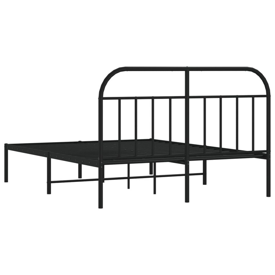 Bedframe Metaal 140 x 190 cm Zwart met hoofdbord