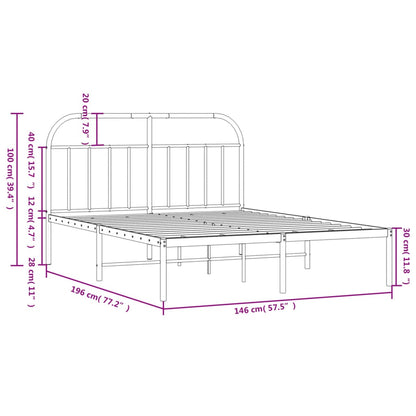 Bedframe Metaal 140 x 190 cm Zwart met hoofdbord