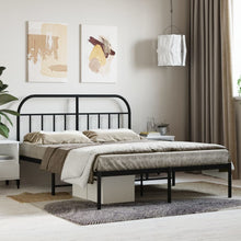 Bedframe Metaal 140 x 200 cm Zwart met hoofdbord