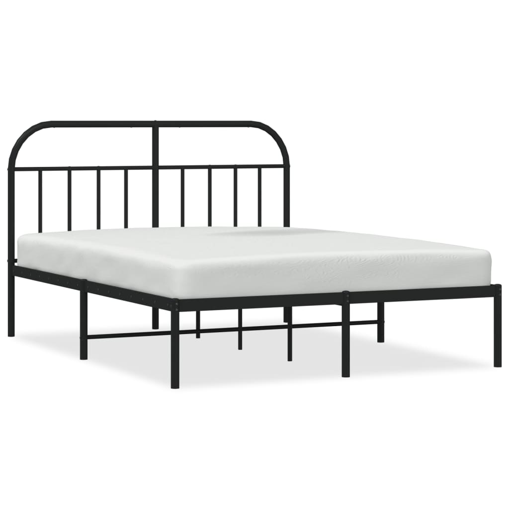 Bedframe Metaal 150 x 200 cm Zwart met hoofdbord
