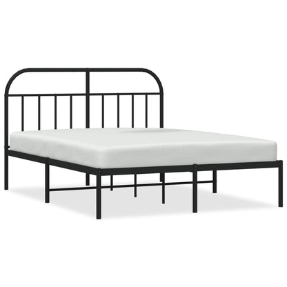 Bedframe Metaal 150 x 200 cm Zwart met hoofdbord