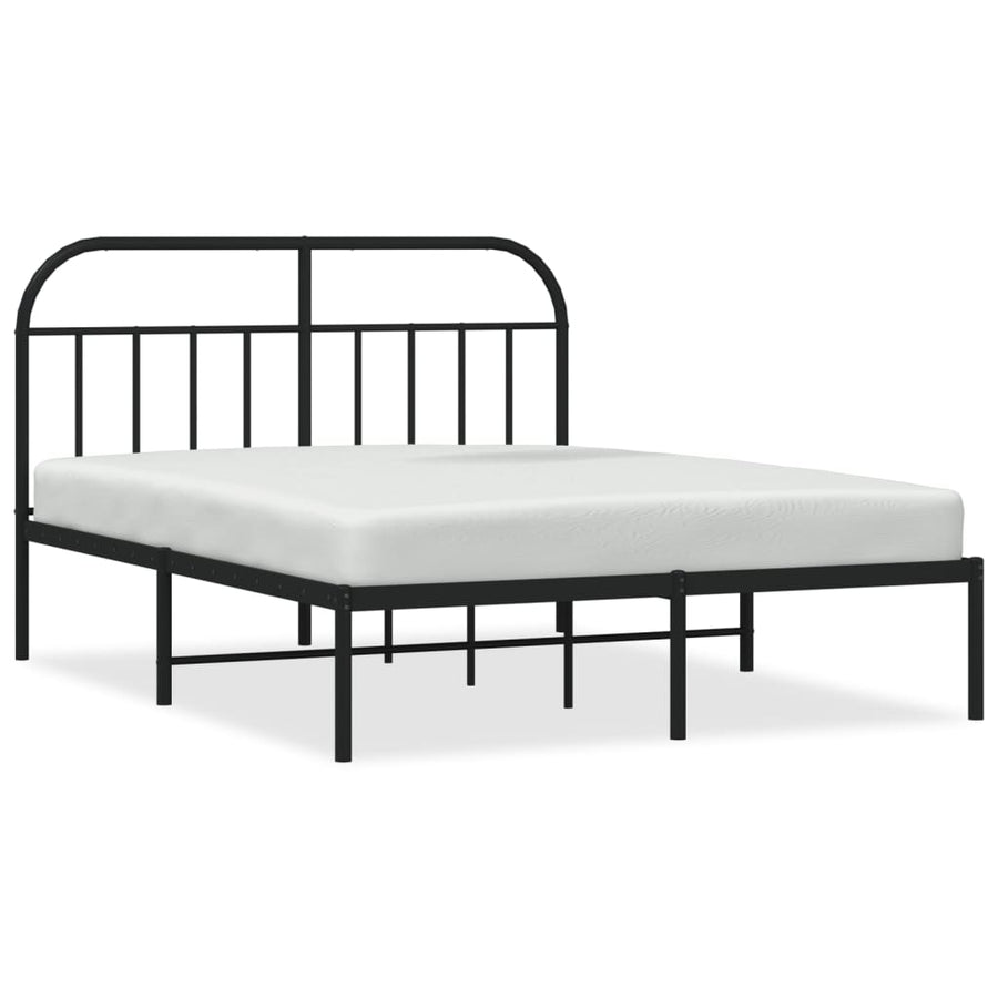 Bedframe Metaal 150 x 200 cm Zwart met hoofdbord