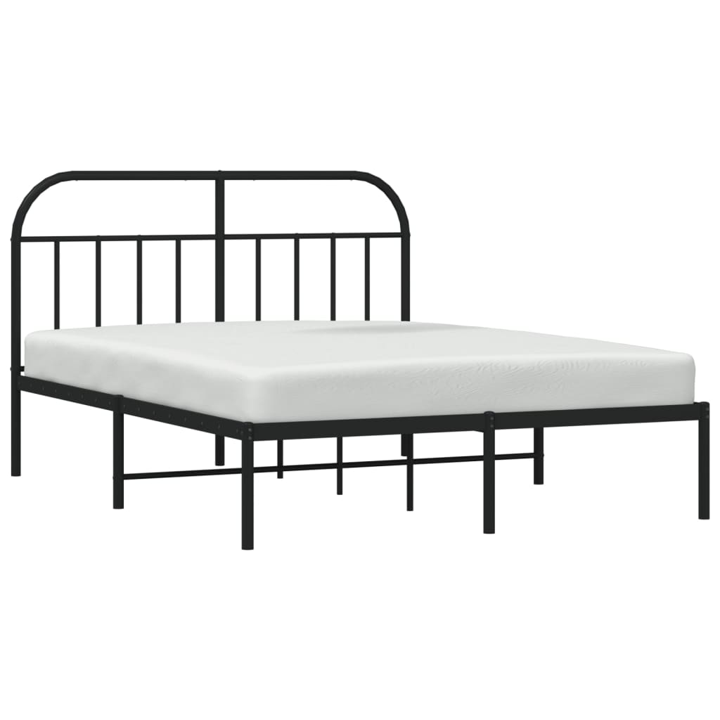 Bedframe Metaal 150 x 200 cm Zwart met hoofdbord