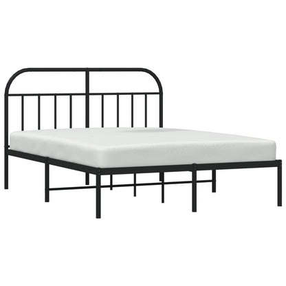 Bedframe Metaal 150 x 200 cm Zwart met hoofdbord