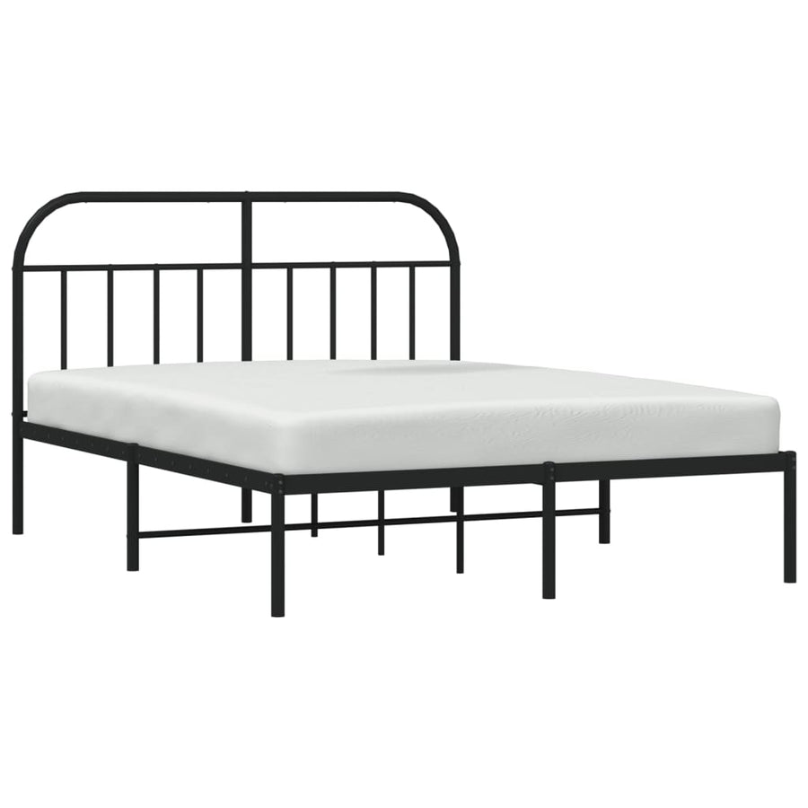 Bedframe Metaal 150 x 200 cm Zwart met hoofdbord