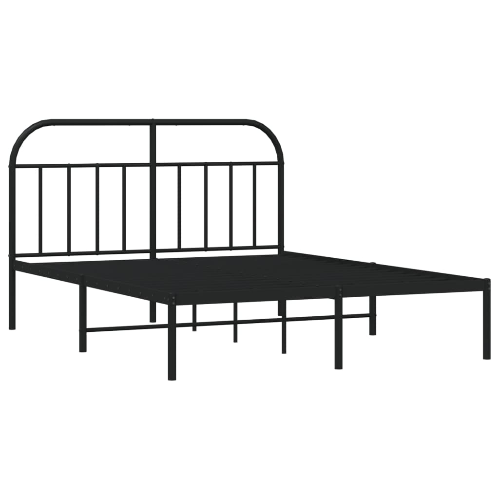 Bedframe Metaal 150 x 200 cm Zwart met hoofdbord