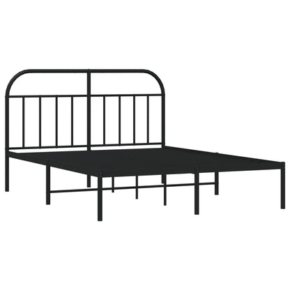 Bedframe Metaal 150 x 200 cm Zwart met hoofdbord