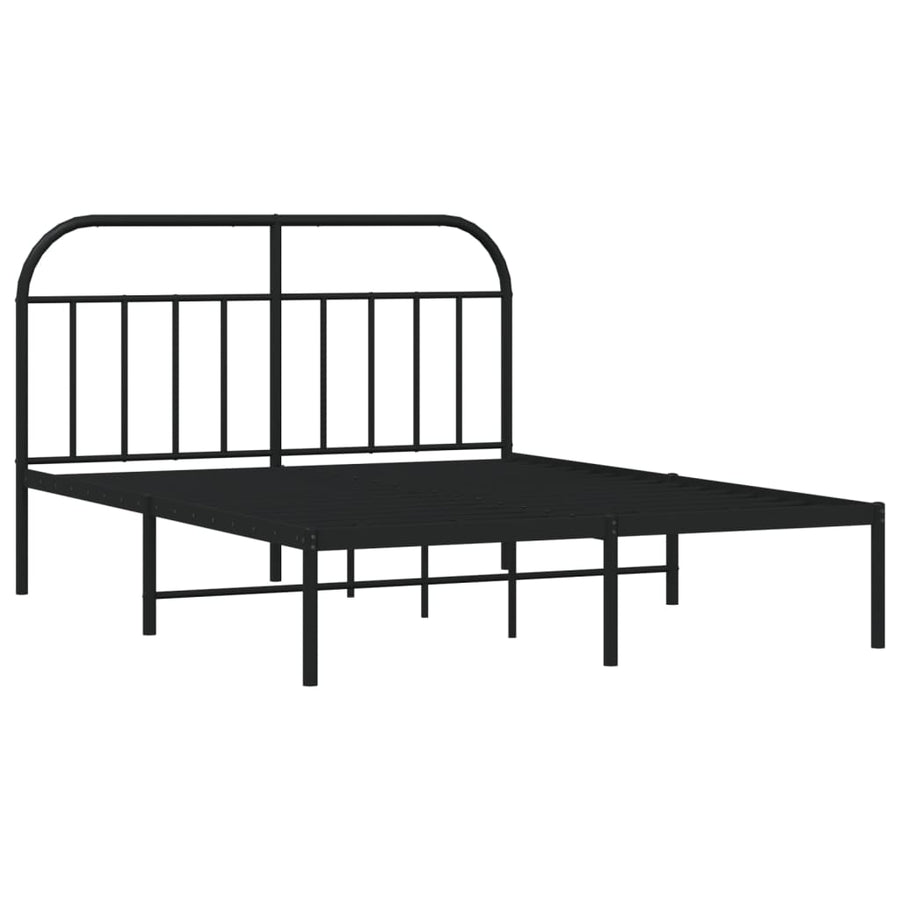 Bedframe Metaal 150 x 200 cm Zwart met hoofdbord