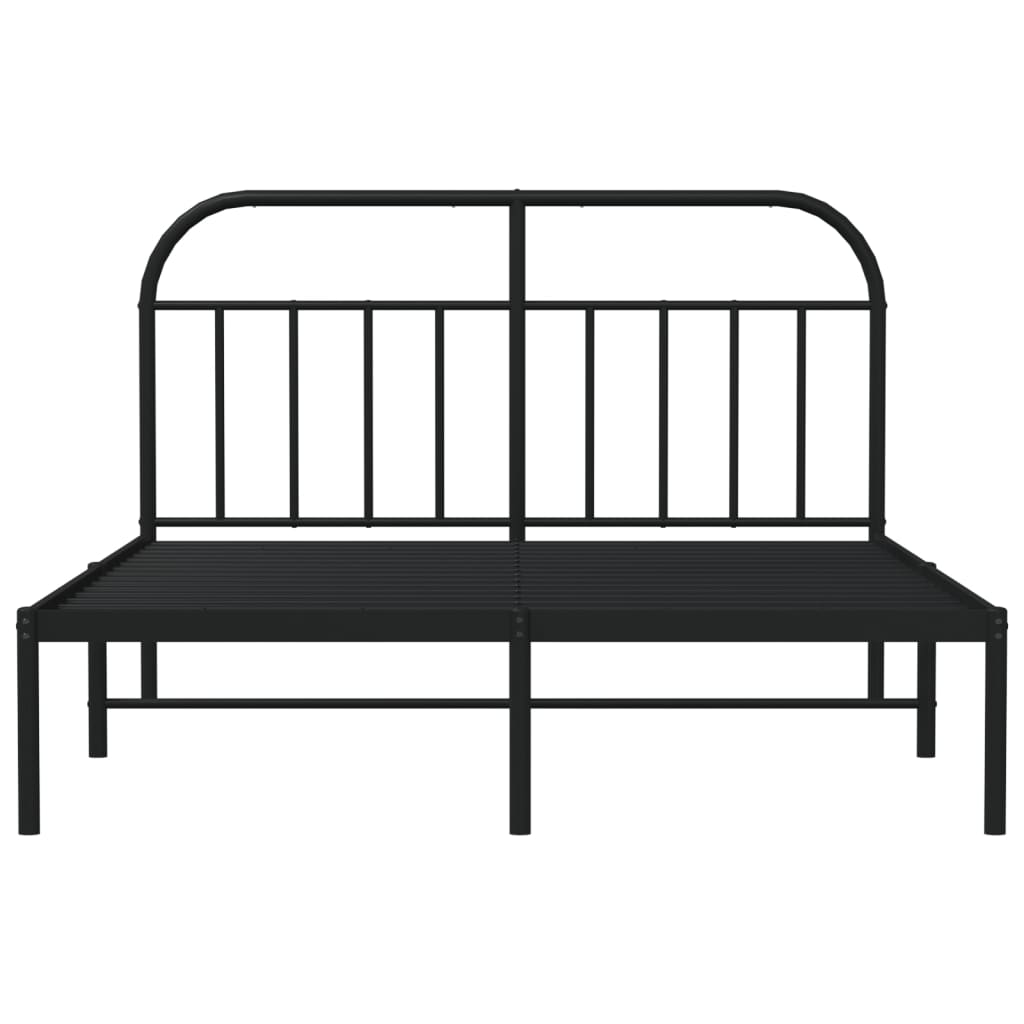 Bedframe Metaal 150 x 200 cm Zwart met hoofdbord