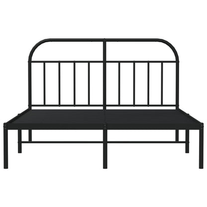 Bedframe Metaal 150 x 200 cm Zwart met hoofdbord