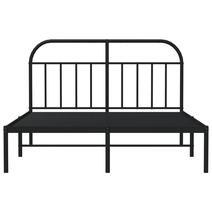 Bedframe Metaal 150 x 200 cm Zwart met hoofdbord