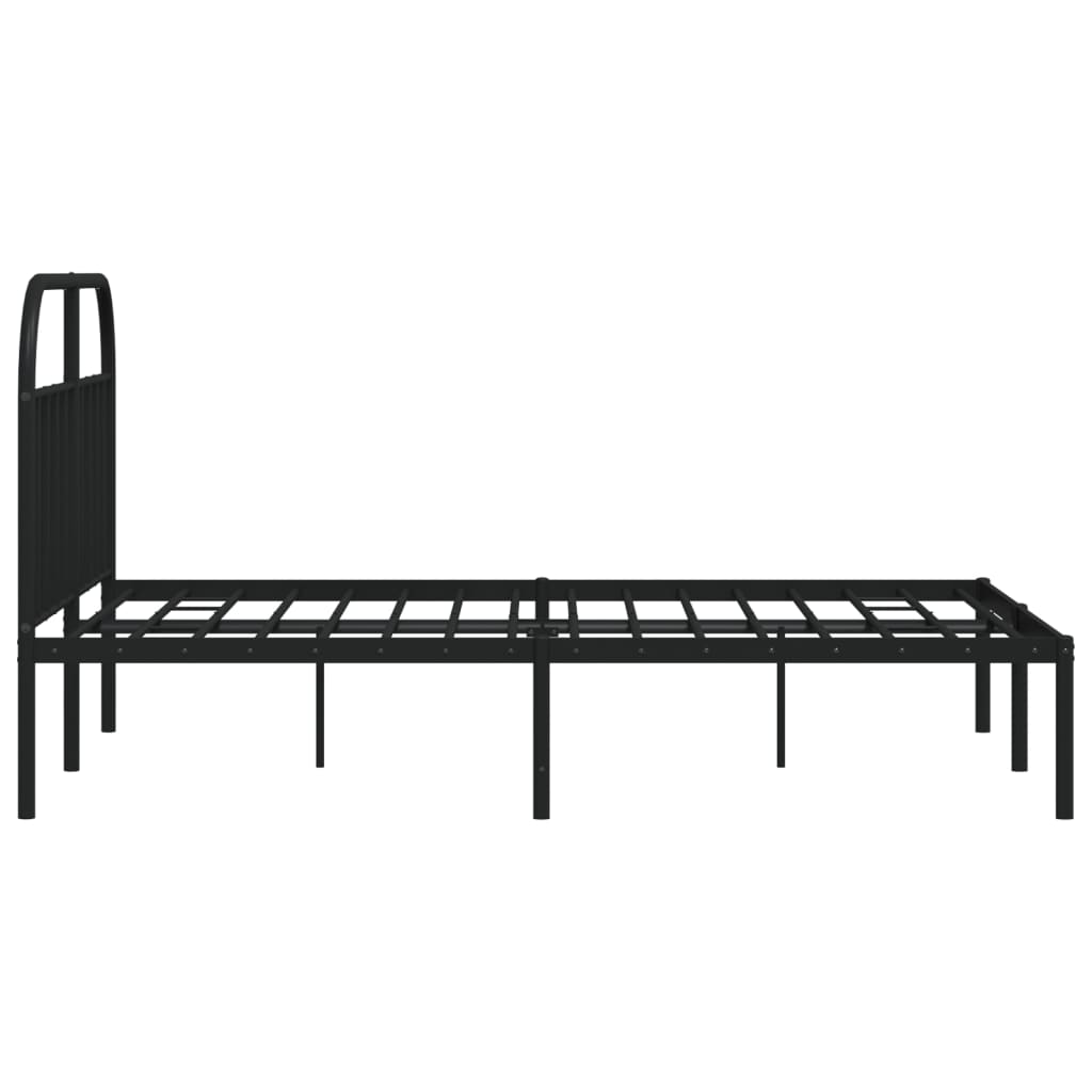 Bedframe Metaal 150 x 200 cm Zwart met hoofdbord