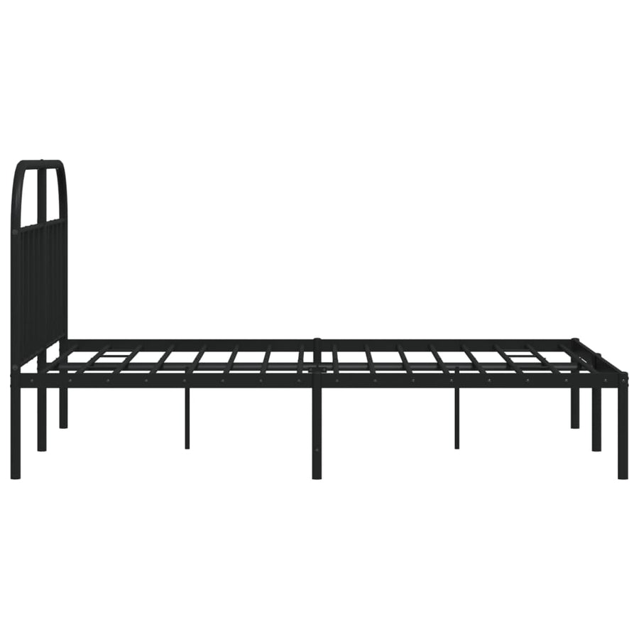 Bedframe Metaal 150 x 200 cm Zwart met hoofdbord