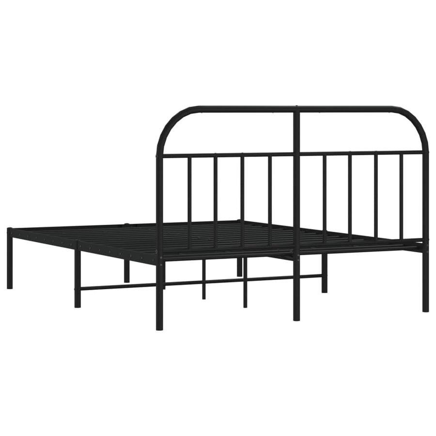 Bedframe Metaal 150 x 200 cm Zwart met hoofdbord