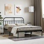 Metal bed frame with headboard black 150x200 cm