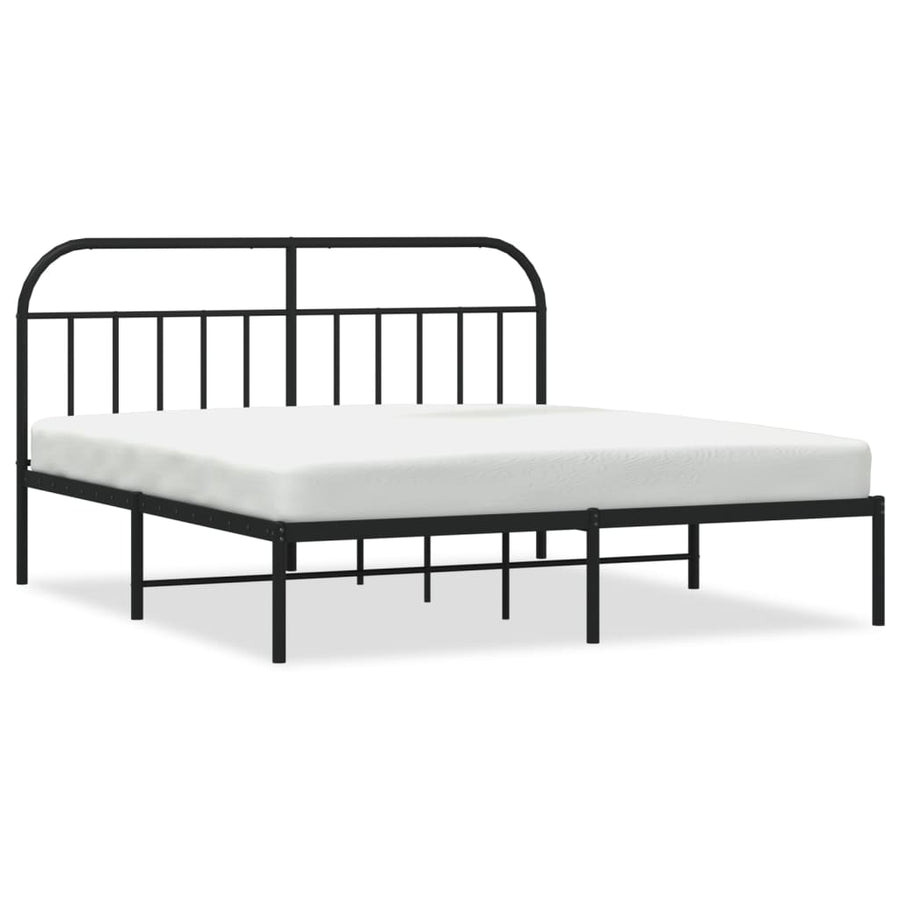 Bedframe Metaal 180 x 200 cm Zwart met hoofdbord