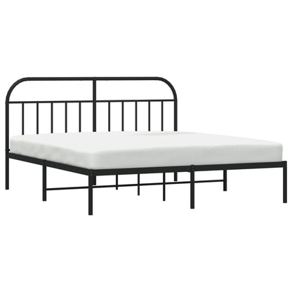 Bedframe Metaal 180 x 200 cm Zwart met hoofdbord