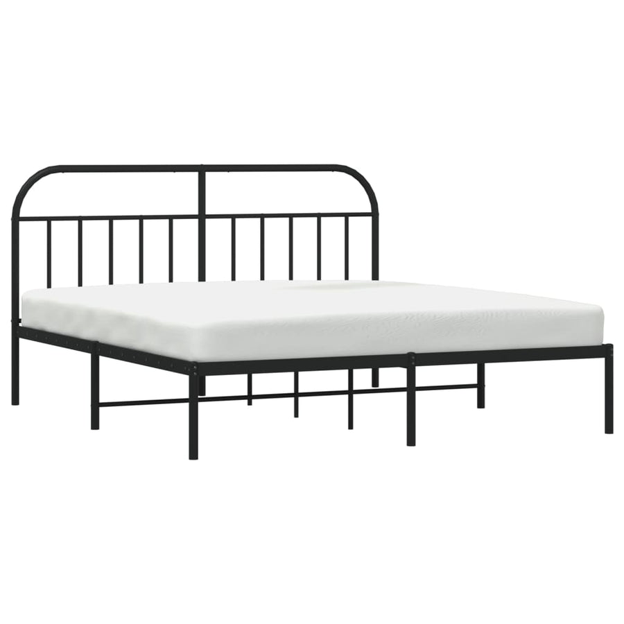 Bedframe Metaal 180 x 200 cm Zwart met hoofdbord