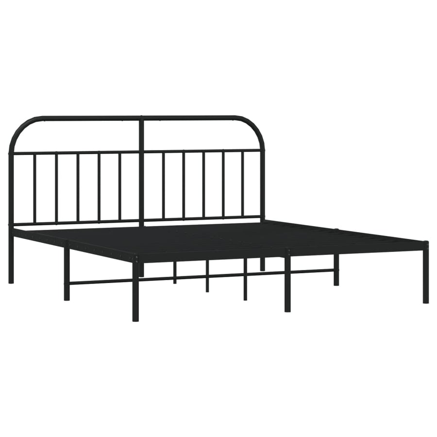 Bedframe Metaal 180 x 200 cm Zwart met hoofdbord