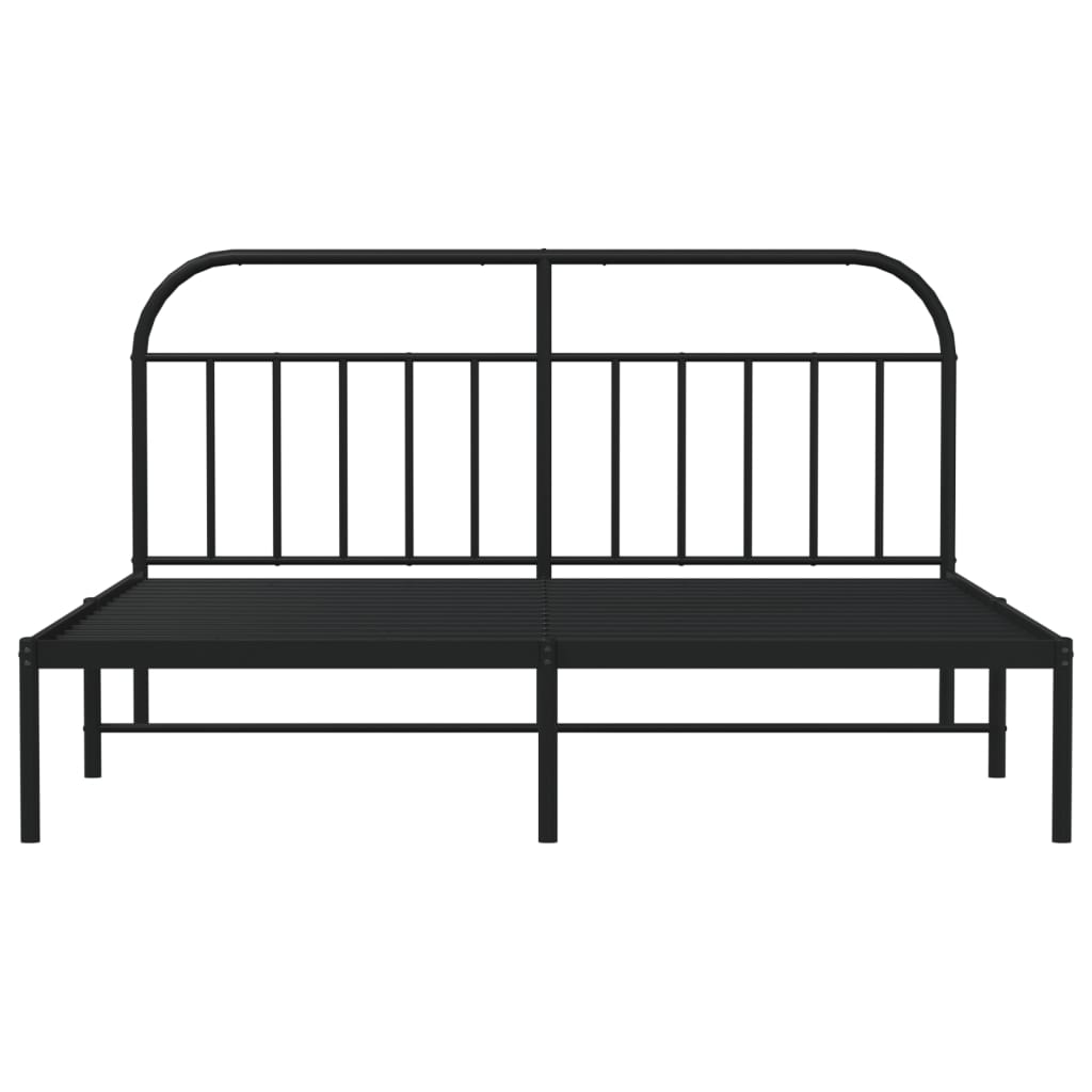 Bedframe Metaal 180 x 200 cm Zwart met hoofdbord