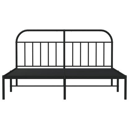 Bedframe Metaal 180 x 200 cm Zwart met hoofdbord