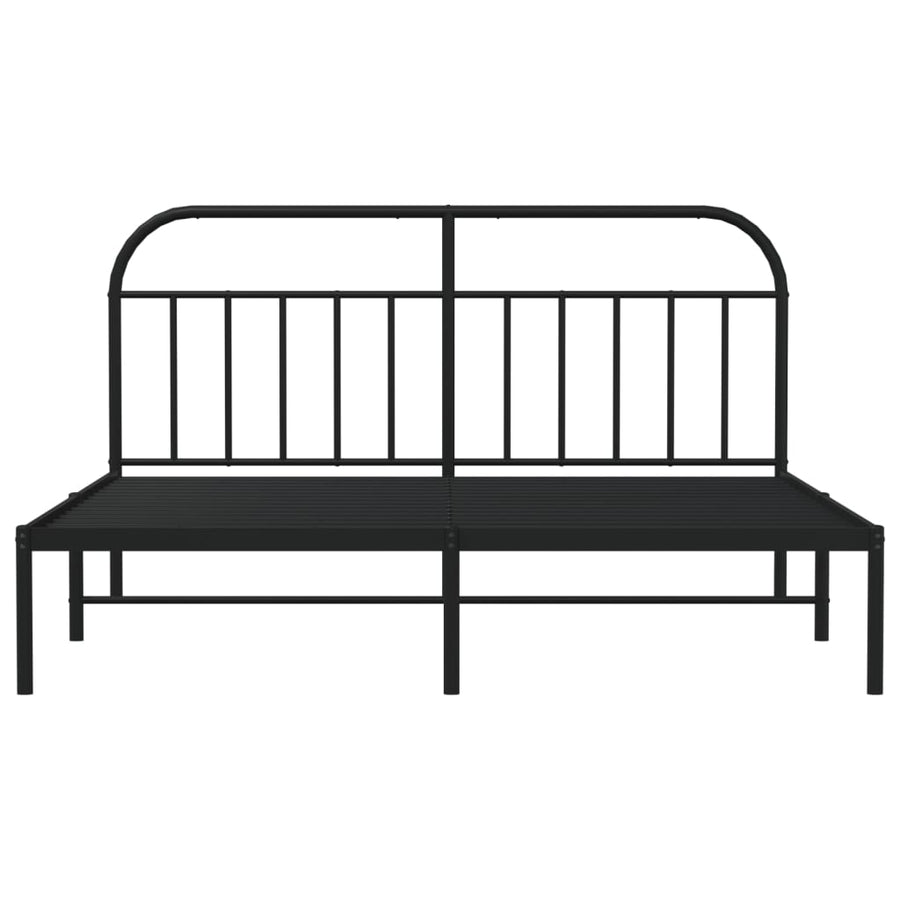 Bedframe Metaal 180 x 200 cm Zwart met hoofdbord
