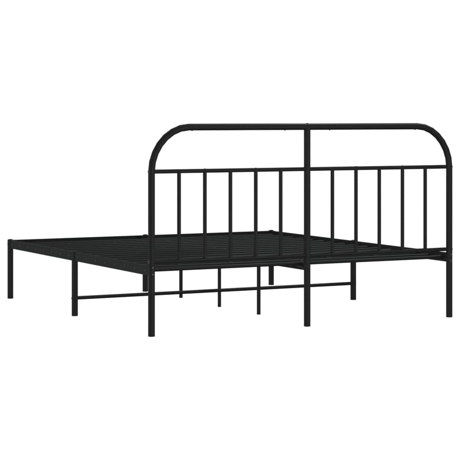 Bedframe Metaal 180 x 200 cm Zwart met hoofdbord