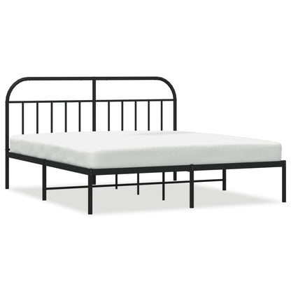 Bedframe Metaal 183 x 213 cm Zwart met hoofdbord