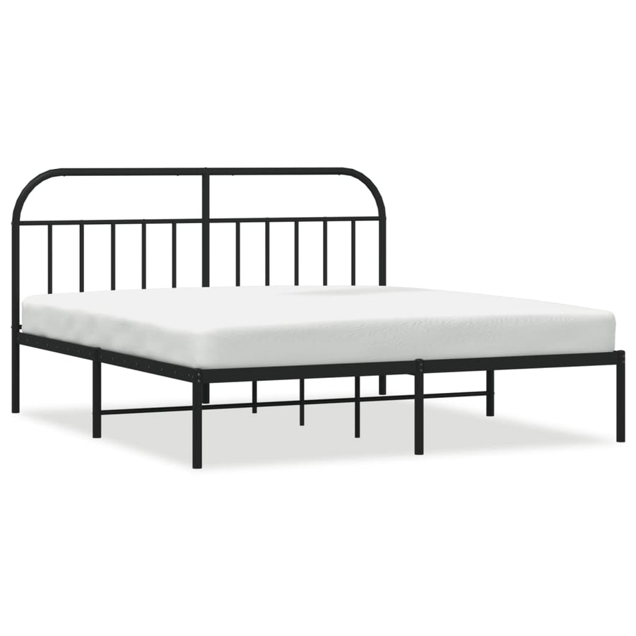 Bedframe Metaal 183 x 213 cm Zwart met hoofdbord