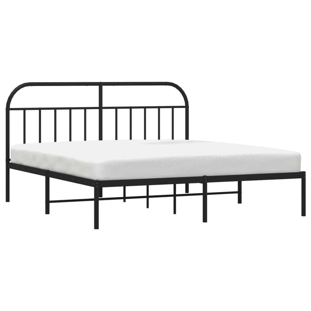 Bedframe Metaal 183 x 213 cm Zwart met hoofdbord