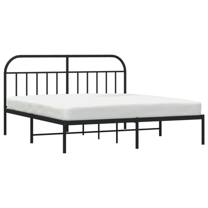 Bedframe Metaal 183 x 213 cm Zwart met hoofdbord
