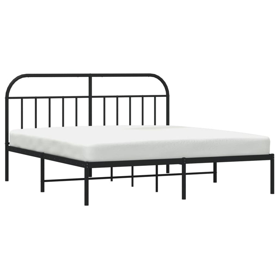 Bedframe Metaal 183 x 213 cm Zwart met hoofdbord