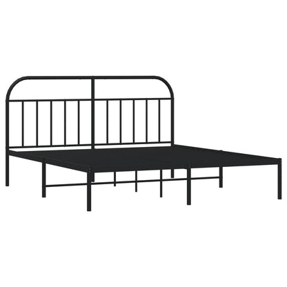 Bedframe Metaal 183 x 213 cm Zwart met hoofdbord