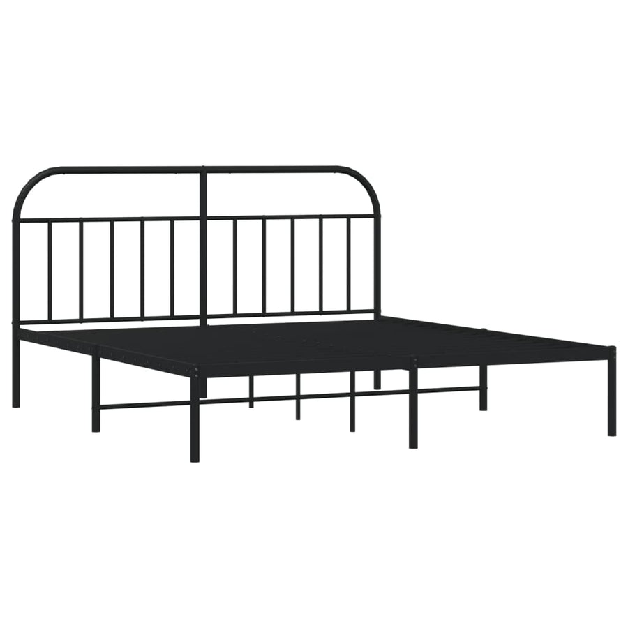 Bedframe Metaal 183 x 213 cm Zwart met hoofdbord