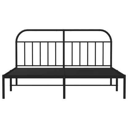 Bedframe Metaal 183 x 213 cm Zwart met hoofdbord