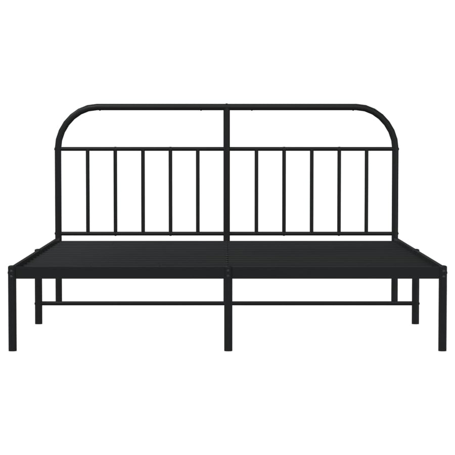 Bedframe Metaal 183 x 213 cm Zwart met hoofdbord