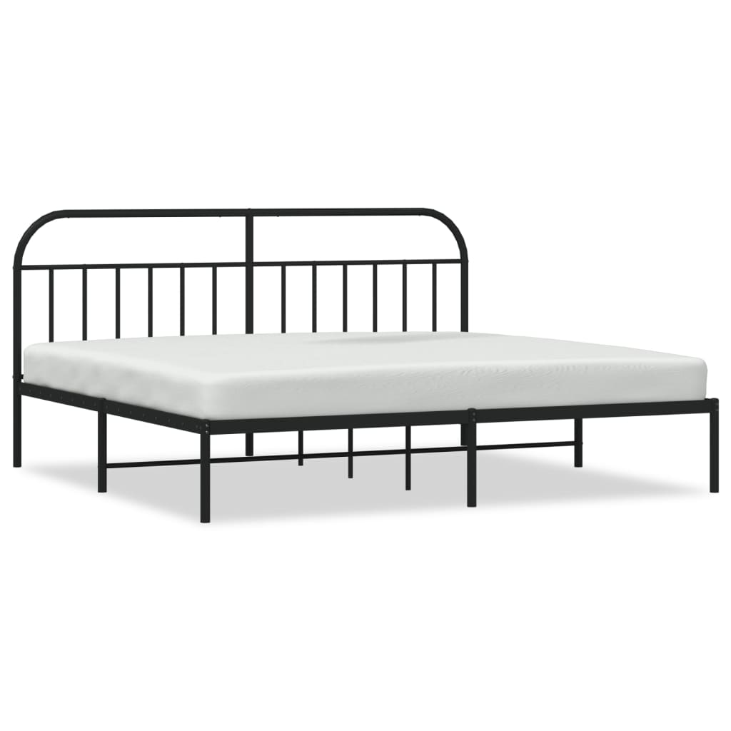 Bedframe Metaal 193 x 203 cm Zwart met hoofdbord