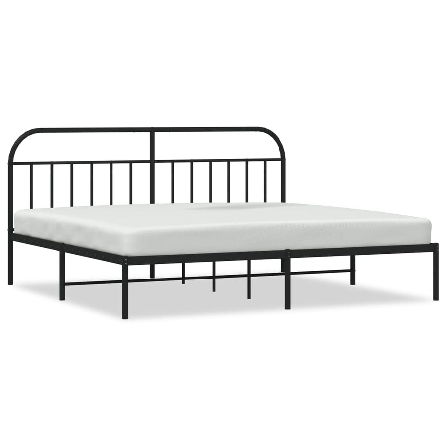 Bedframe Metaal 193 x 203 cm Zwart met hoofdbord