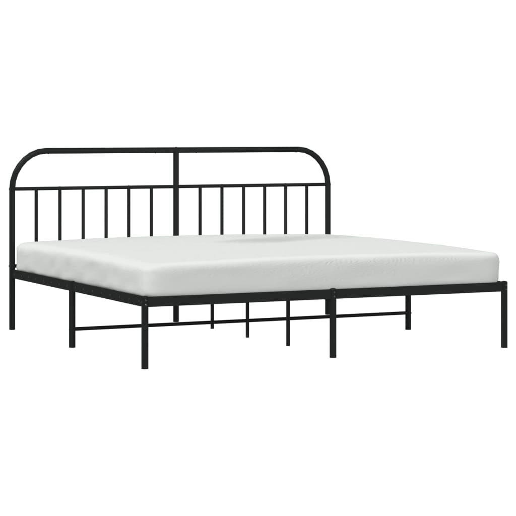 Bedframe Metaal 193 x 203 cm Zwart met hoofdbord