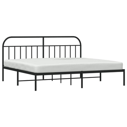 Bedframe Metaal 193 x 203 cm Zwart met hoofdbord