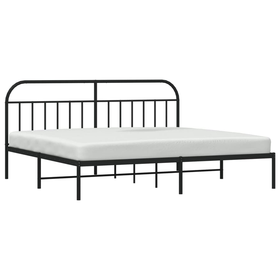 Bedframe Metaal 193 x 203 cm Zwart met hoofdbord
