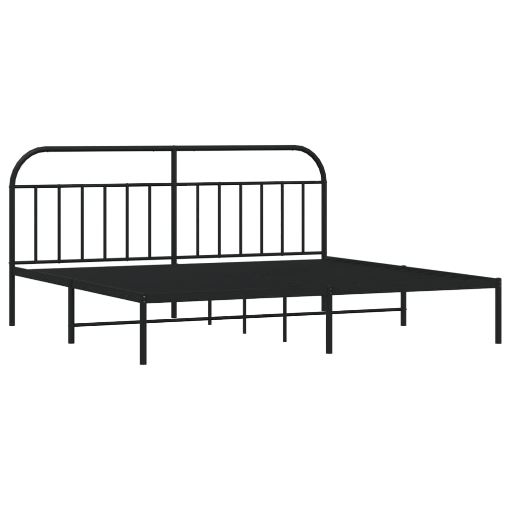 Bedframe Metaal 193 x 203 cm Zwart met hoofdbord