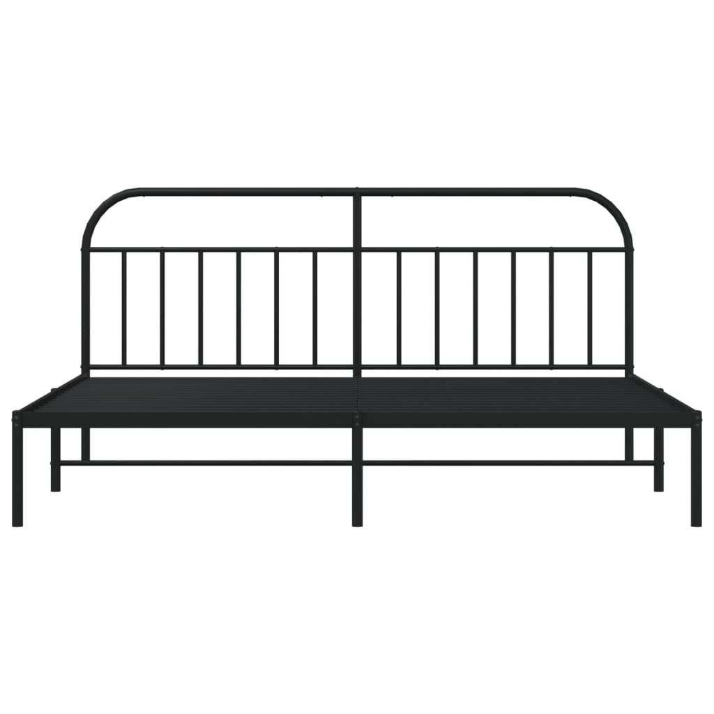 Bedframe Metaal 193 x 203 cm Zwart met hoofdbord