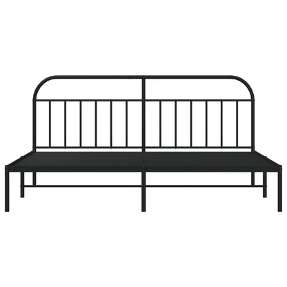Bedframe Metaal 193 x 203 cm Zwart met hoofdbord