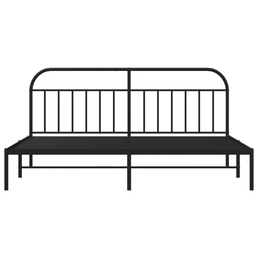 Bedframe Metaal 193 x 203 cm Zwart met hoofdbord